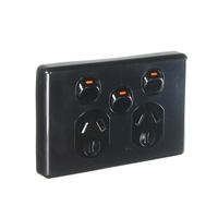 Clipsal Classic C2025XA-BK | Black 10 amp Double Power Point With Extra Switch