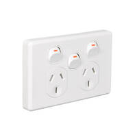Clipsal Classic C2025XA-WE | Double power point With Extra Switch 10Amp White