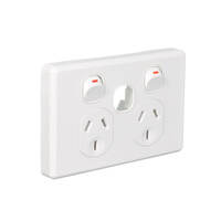 Clipsal C2025XUA-WE | Double power point with Extra Switch NO MECH White (Classic Series)
