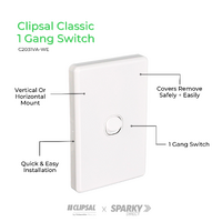 Clipsal Classic C2031VA-WE | 1 Gang Switch 10Amp (Classic Series) | White