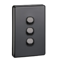 Clipsal C2033VABK | C2000 Series Vertical 3 Gang Switch 10A | Black