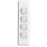 Clipsal Classic C2034A-WE | 4 Gang Architrave switch 10 Amp White  Product main image