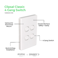 Clipsal C2034VA-WE | 4 Gang Switch 10Amp (Classic Series) | White
