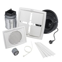 Clipsal Airflow CEF40WK-WE |  Ducted Square Exhaust Fan Kit | 287mm | inc 3m 150mm Duct