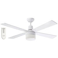 Martec Four Seasons Alpha CFW124CR | 1200mm 4 Timber Blade Fan White With Clipper Light and Remote