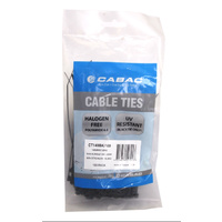 Cabac Cable Ties CT140BK-100 | 140mm x 3.6 mm nylon Black (100) Pack