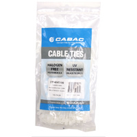 Cabac Cable Ties CT140NT | 140mm x 3.6 mm natural nylon White (100) Pack