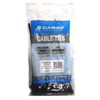 CABAC CT200BK-100 | 200mm x 4.8mm UV Black Cable Ties 100 Pack