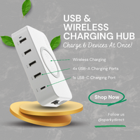 HPM D1235WTC | USB & Wireless Charging Hub | 5 USB ports - 60W