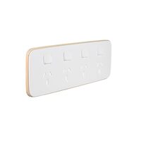Clipsal Iconic ARCTIC WHITE Essence Skin Socket Switch Horizontal Quad | E3015-4C-AW