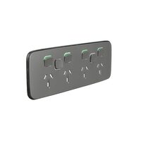 Clipsal Iconic ASH GREY Essence Skin Socket Switch Horizontal Quad 2 Extra Switch | E3015-4XXUAC-AG