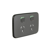 Clipsal Iconic ASH GREY Essence Skin Socket Switch Horizontal Double | E3025C-AG