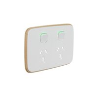 Clipsal Iconic ARCTIC WHITE Essence Skin Socket Switch Horizontal Double | E3025C-AW