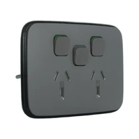 Clipsal Iconic E3025XA-AG | Essence Double Power Point With Extra Switch Complete | Ash Grey