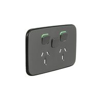Clipsal Iconic ASH GREY Essence Skin Socket Switch Horizontal Double Extra Switch | E3025XC-AG
