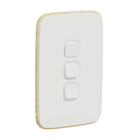 Clipsal Iconic ARCTIC WHITE Essence Skin 3 Gang Switch Rocker | E3043C-AW