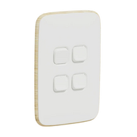 Clipsal Iconic ARCTIC WHITE Essence Skin 4 Gang Switch Rocker | E3044C-AW