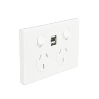 Double GPO Power Point With Dual 2.4A USB Charger | Legrand ED777USB2PSAWE