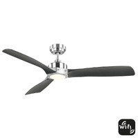 Mercator Ikuu FC628133GBC | Smart Minota DC Ceiling Fan - Light | Brushed Chrome | Black Blades | Wi-Fi