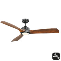 Mercator Ikuu FC628133GBK | Smart Minota DC Ceiling Fan - Light | Black | Timber Blades | Wi-Fi