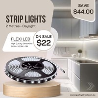 SAL FLP12V2M-NDL-SBT | Flexi Smart LED Strip Kit 240V 5000K Daylight 2m