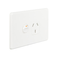 Trader Flat Cat FLPP1G | Slimline 10 amp Single Power Point | White