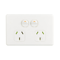 Trader Flat Cat FLPP2G | Slimline 10 amp Double Power Point | White