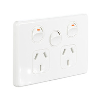 Trader Flat Cat FLPPSW2G | 2 Gang 10A Slimline Power Point With Removable Switch