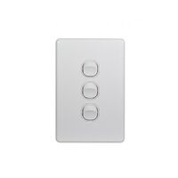 Trader Flat Cat FLSWV3G | 3 Gang 16A Vertical Slimline Switch | White