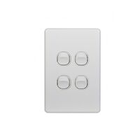 Trader Flat Cat FLSWV4G | 4 Gang 16A Vertical Slimline Switch | White