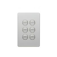Trader Flat Cat FLSWV6G | 6 Gang 16A Vertical Slimline Switch | White
