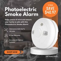 Matelec FSA-25000-5Pack | Photoelectric Smoke Alarm 240v/9v | 5 Pack
