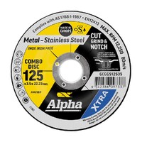 Alpha GCGGS12535 | Cutting Disc Cut, Grind & Notch Combo 125 x 3.5mm Stainless XTRA | 1 Buy