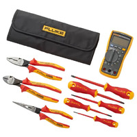 Fluke IB117K | Electrician's Multimeter + Hand Tools Starter Kit With Roll Up Pouch