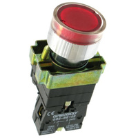 Illuminated Push Button RED LED 240V AC | IPB-R/LED240