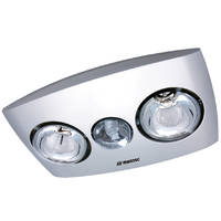 MARTEC MBHC2LS | Contour 2 x 275w Heat, 8w R80 3000K LED Light Fan Bathroom Heater Silver