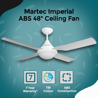 Martec Ceiling Fan MIF1243W | Imperial 48″ 4 Blade Ceiling Fan with 15W 3 colour LED Light