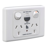 Clipsal ML2025RC10WE | MEDILEC RCD | Protected Twin Switch Socket Outlet, 10mA RCD | White