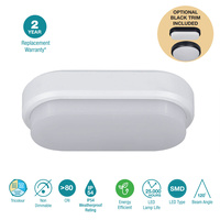 15w Oval LED IP54 Exterior Bunker Lights | White and Black Trim Included | MLXCO34615