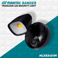 MLXR3451M | Ranger Single Spot LED Outdoor Flood Light 12w Tricolour | Black