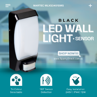 Martec MLXS34510MS | Sonar 12w Tri-Colour LED Bunker Wall Light With Sensor