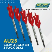 Major Tech MT25-AU-PACK2 | 25mm Auger Bit | 5-Pack