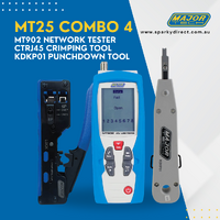 Major Tech MT25-COMBO-4 | MT902 Wire Tester + CTRJ45 Crimping Tool + KDKP01 Punchdown Tool