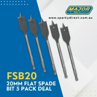 Major Tech MT25-FSB-PACK1 | 20mm Flat Spade Bit | 5-Pack Product main image