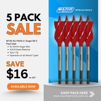 Major Tech MT26-AU-PACK-2 | 25mm Auger Bit | 5-Pack