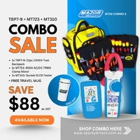 Major Tech MT26-COMBO-3 | TBP7-9 Tool Backpack + MT723 Clamp Meter + MT310 ELCB Tester + Travel Mug
