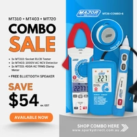 Major Tech MT26-COMBO-6 | MT310 ELCB Tester + MT403 NCV Detector + MT720 Clamp Meter + Bluetooth Speaker