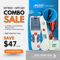 Major Tech MT26-COMBO-8 | MT902 LAN Tester + MTC40 Tone & Probe Tester + CTRJ45 Crimping Tool