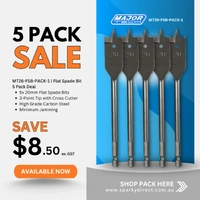 Major Tech MT26-FSB-PACK-1 | 20mm Flat Spade Bit | 5-Pack