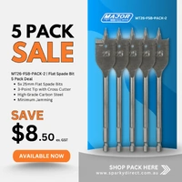 Major Tech MT26-FSB-PACK-2 | 25mm Flat Spade Bit | 5-Pack